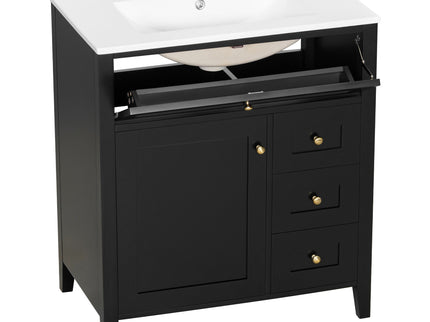 Bathroom Vanity With Sink, 3 Drawers And Adjustable Shelf