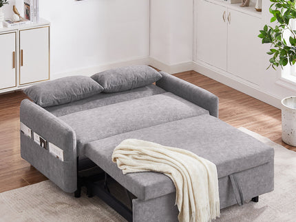 Pull Out Sleep Sofa Bed Loveseats Sofa Couch With Adjsutable Backrest, Storage Pockets, 2 Soft Pillows, USB Ports For Living Room, Bedroom, Apartment, Office