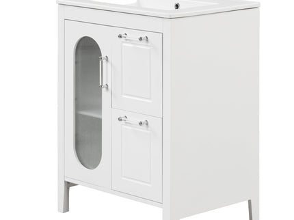 Modern Bathroom Vanity With Sink, Cabinet With 2 Drawers And Door, Adjustable Shelf