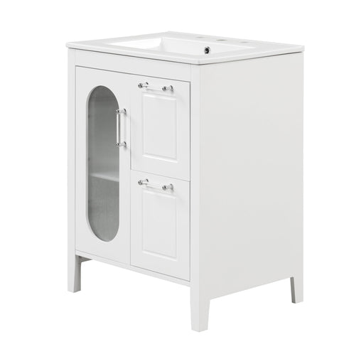 Modern Bathroom Vanity With Sink, Cabinet With 2 Drawers And Door, Adjustable Shelf