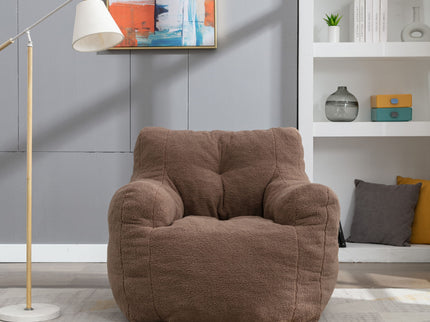 Soft Teddy Fabric Tufted Foam Bean Bag Chair With Teddy Fabric
