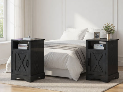 Farmhouse Nightstand, Charging Station & Storage