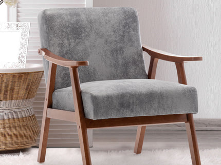 Mid Century Modern Accent Chair With Solid Wood Frame And Extra Thick Backrest