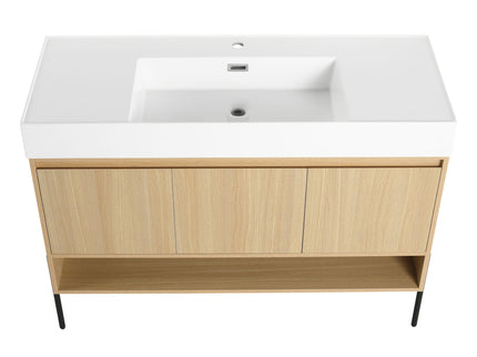 Modern Bathroom Vanity Combo With Single Resin Sink And Storage Cabinet