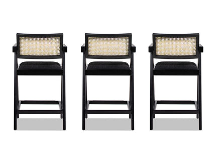 Milan - Modern Webbing Back Stool With Arms (Set of 3)