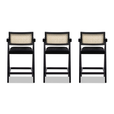 Milan - Modern Webbing Back Stool With Arms (Set of 3)