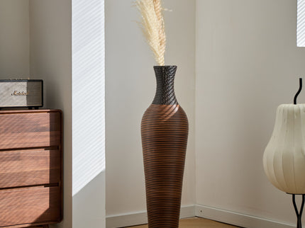 Tall Standing Designer Floor Vases With Elegant 2 Tone Finishes Ideal For Decorating Living Rooms, Bedrooms, Entryways Perfect For Decorating Your Home - Black / Gray
