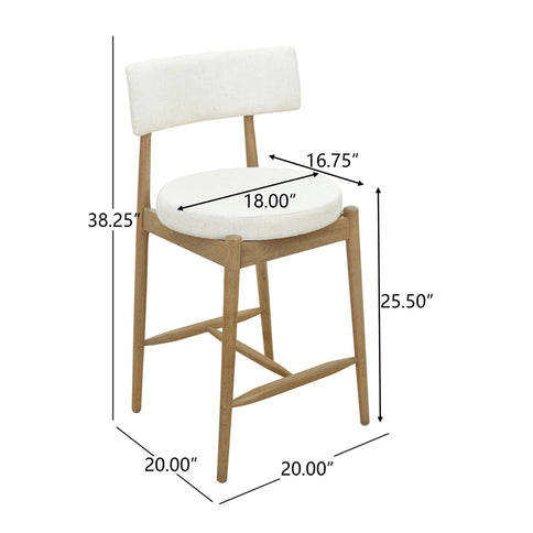 Mid Century Modern Counter Stools, Fabric Upholstered Chairs