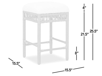 Lucia - Backless Upholstered Counter Stool With Frame - Ivory White