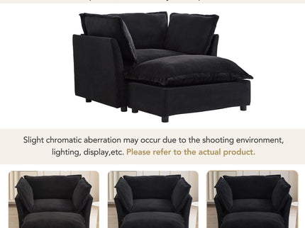 Modern Cozy Upholstered Armchair Sofa With Movable Ottoman