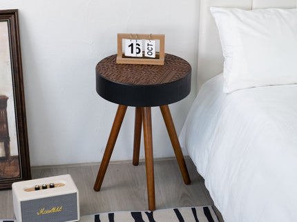Round Coffee Table With Carved Top For Living Room