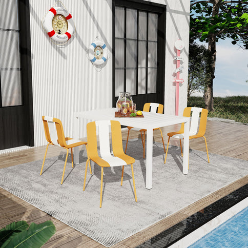 Modern Striped Blocking Single Chairs (Set of 4)