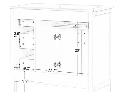 Modern Bathroom Vanity With Sink Top, 2 Doors And 3 Drawers