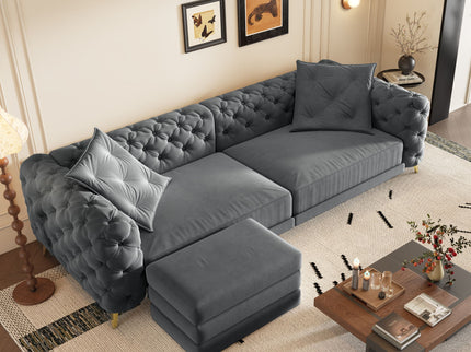 3 In 1 Convertible Sleeper, Deep Seat Pull Out Sofa Bed, Button Tufted