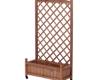 Raised Garden Bed With Trellis 2 Pack, Outdoor Planter Box & Plant Stand With Climbing Racks - Brown