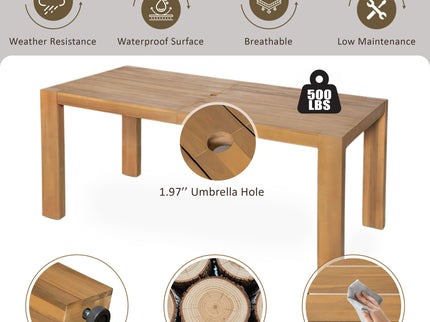 Rustic Patio Dining Set For 6 With Removable Cushions