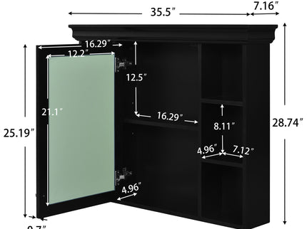 Bathroom Vanity With Medicine Cabinet, Storage Cabinet With 4 Drawers, Adjustable Shelf Mirror