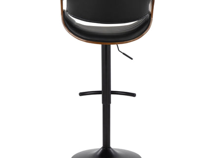 Symphony - Mid-Century Modern Adjustable Barstool With Swivel With Rounded T Footrest (Set of 2) - Black / Walnut / Black