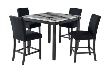 Leoncia - Bar Table And 4 Bar Stools - Espresso / White