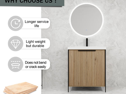 Modern Freestanding Bathroom Vanity With Resin Sink & Soft Close Cabinet Doors