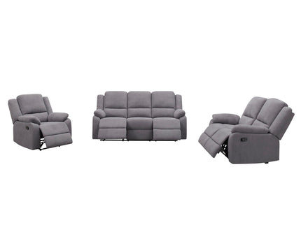 3 Piece Reclining Sofa Set With 150° Deep Recline, 3 Seat Couch, Loveseat & Single Recliner - Gray