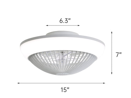 RGB Dimmable LED Enclosed Ceiling Fan With Remote Control, Bladeless Design - White