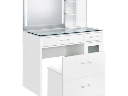 Kerr - 2 Drawer Makeup Vanity Table With Mirror And Stool