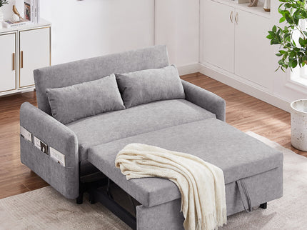 Pull Out Sleep Sofa Bed Loveseats Sofa Couch With Adjsutable Backrest, Storage Pockets, 2 Soft Pillows, USB Ports For Living Room, Bedroom, Apartment, Office