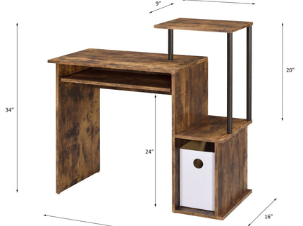 Lyphre - Computer Desk - Weathered Oak / Black