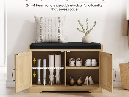 Entryway Shoe Bench With Double Doors