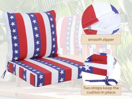 24X24 Inch Outdoor Deep Seat Cushion Set Waterproof Fade Resistant Patio Furniture Cushions With Removable Covers, Adjustable Straps & Handles (Set of 2) - Red