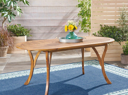 Outdoor Table With Smooth Lines, Slat Top