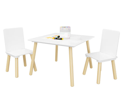 Kids Table And 2 Chairs Set, 3 Piece Toddler Activity Play - White