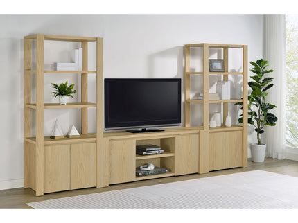 Susac - 3 Shelf Media Tower With Tall Pier Cabinet - Light Oak