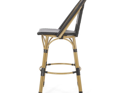 Outdoor Rattan And Aluminum French Barstools (Set of 2)