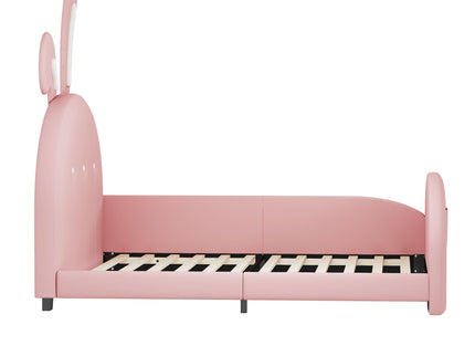 Upholstered Rabbit-Shape Princess Bed With Headboard And Footboard