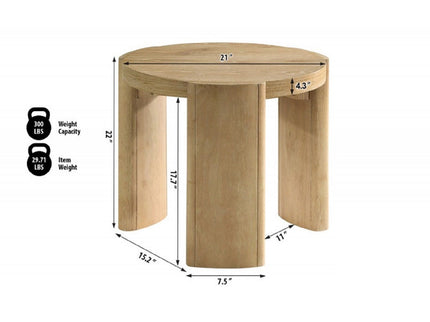21" Kepler Drift Round End Table, Living Room 1 Piece Sofa Side Table With Curved Legs - Driftwood