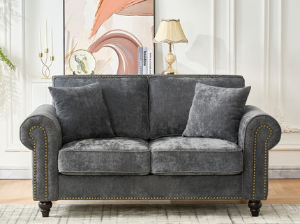 2 Seater Sofa With Rolled Arms, Tufted Upholstered Couch