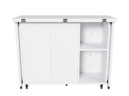 3 In 1 Foldable Side Table With 4 Storage Shelves