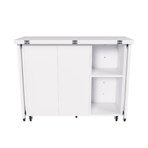 3 In 1 Foldable Side Table With 4 Storage Shelves