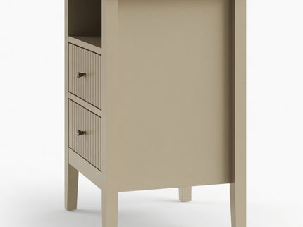 Fluted Nightstand With 2 Drawers