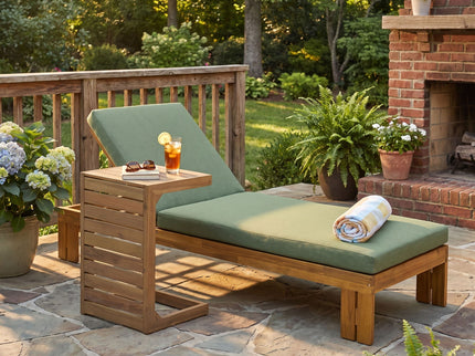 Outdoor Chaise Lounge Set & Side Table, 5 Position Adjustable Patio Recliner