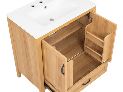 Elegant Fluted Bathroom Vanity With Sink, Soft Close Doors & Drawer