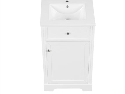 20" Bathroom Vanity With Sink, Soft Closing Cabinet Door, Adjustable Shelf & Storage Rack - White