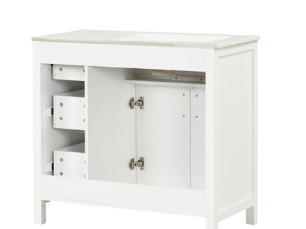 Modern Bathroom Vanity With Sink Top, 2 Doors And 3 Drawers