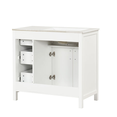 Modern Bathroom Vanity With Sink Top, 2 Doors And 3 Drawers