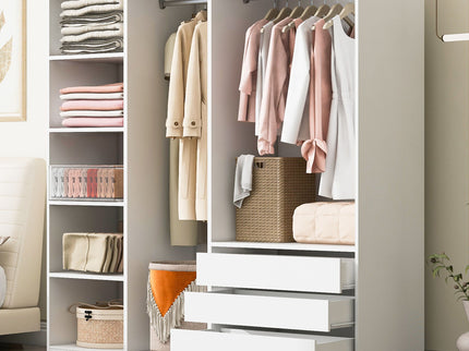 Doorless Storage Wardrobe For Dedroom With Shelves And 3 Drawers
