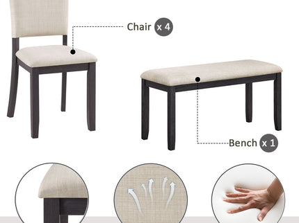 Dining Table Set, Rectangular Kitchen Table With Upholstered Chairs