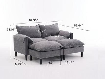 Convertible Combination Sofa With Footstools With Storage