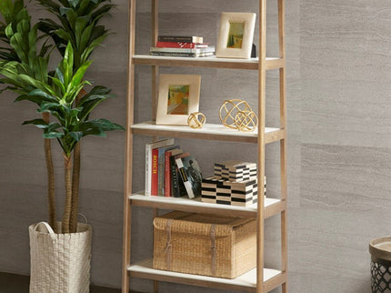 Parker - Bookcase With 5 Shelves - Off White / Natural
